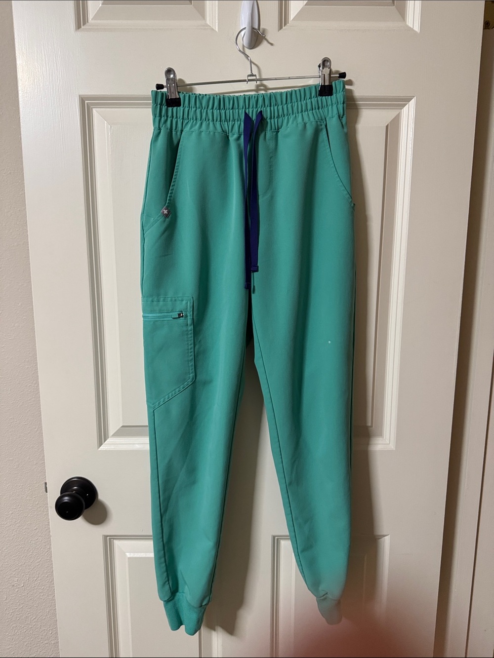 Figs Teal Jogger Scrub Pants with Navy Drawstring